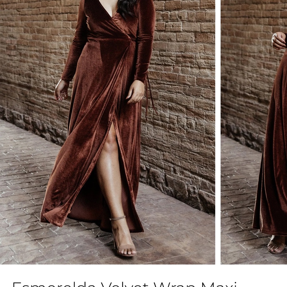 Baltic Born Esmeralda velvet wrap dress color bronze, new with tags, never worn.